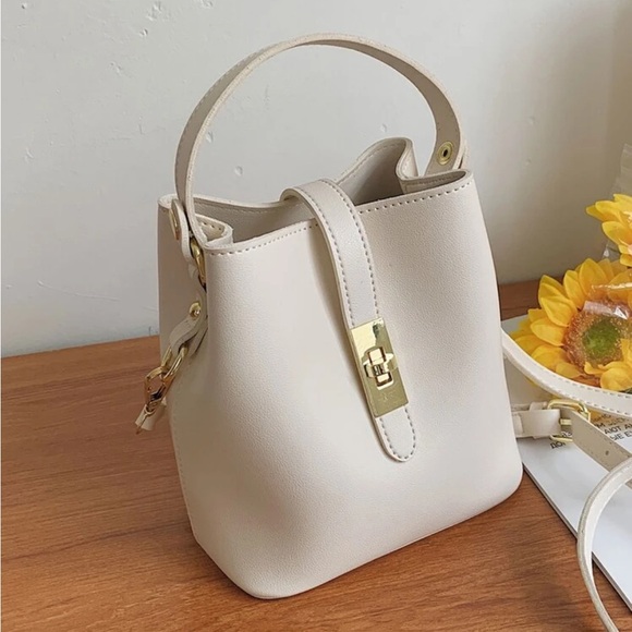 SHEIN Mini Bucket Crossbody Bucket Bag Cream - Picture 2 of 12